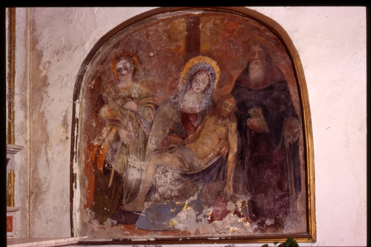 deposizione di Cristo dalla croce con Sant'Antonio Abate e Santa Caterina (dipinto) - ambito napoletano (prima metà sec. XVI)