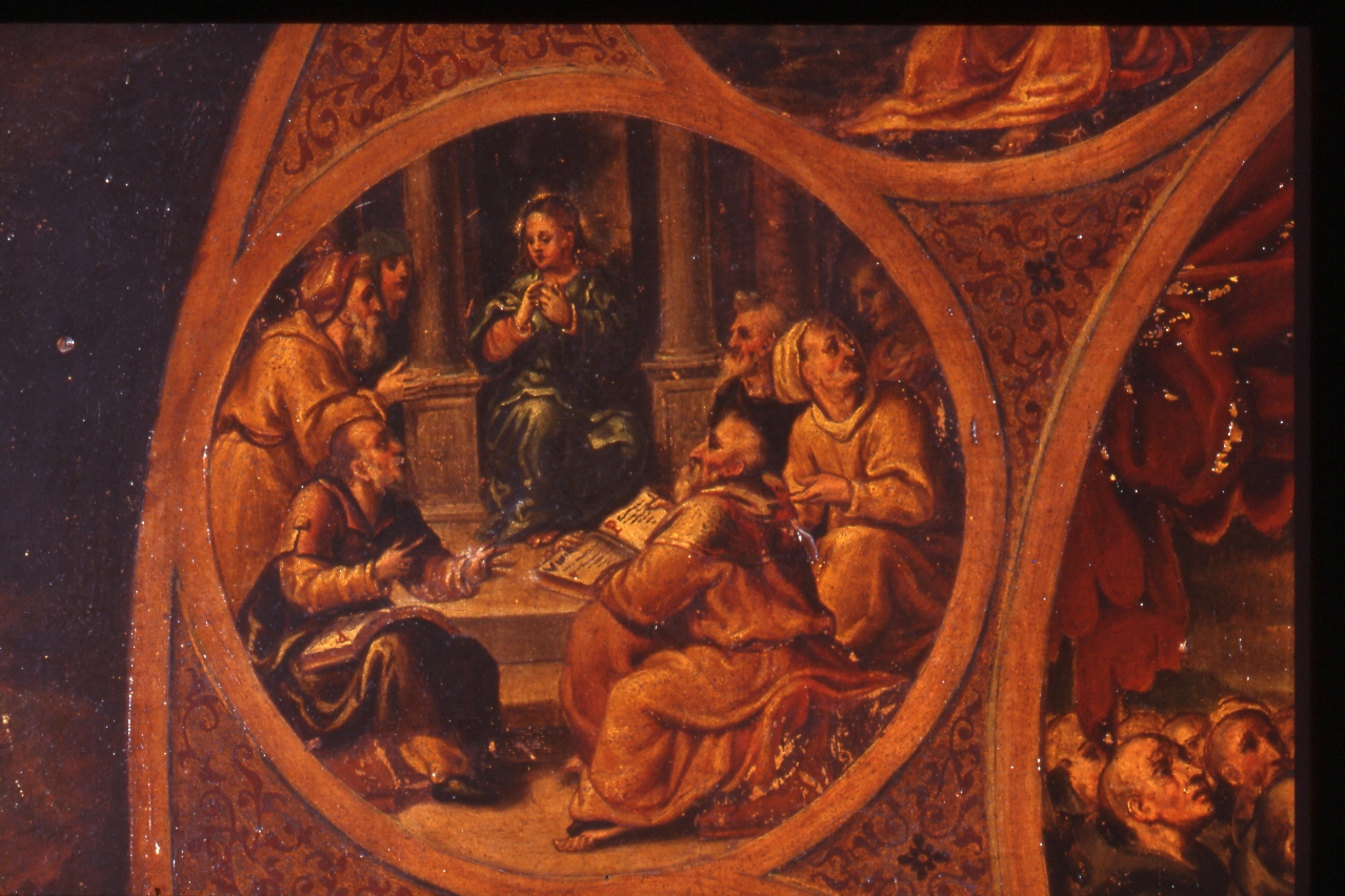 disputa di Gesù con i dottori nel tempio (dipinto) di Curia Michele (sec. XVI)