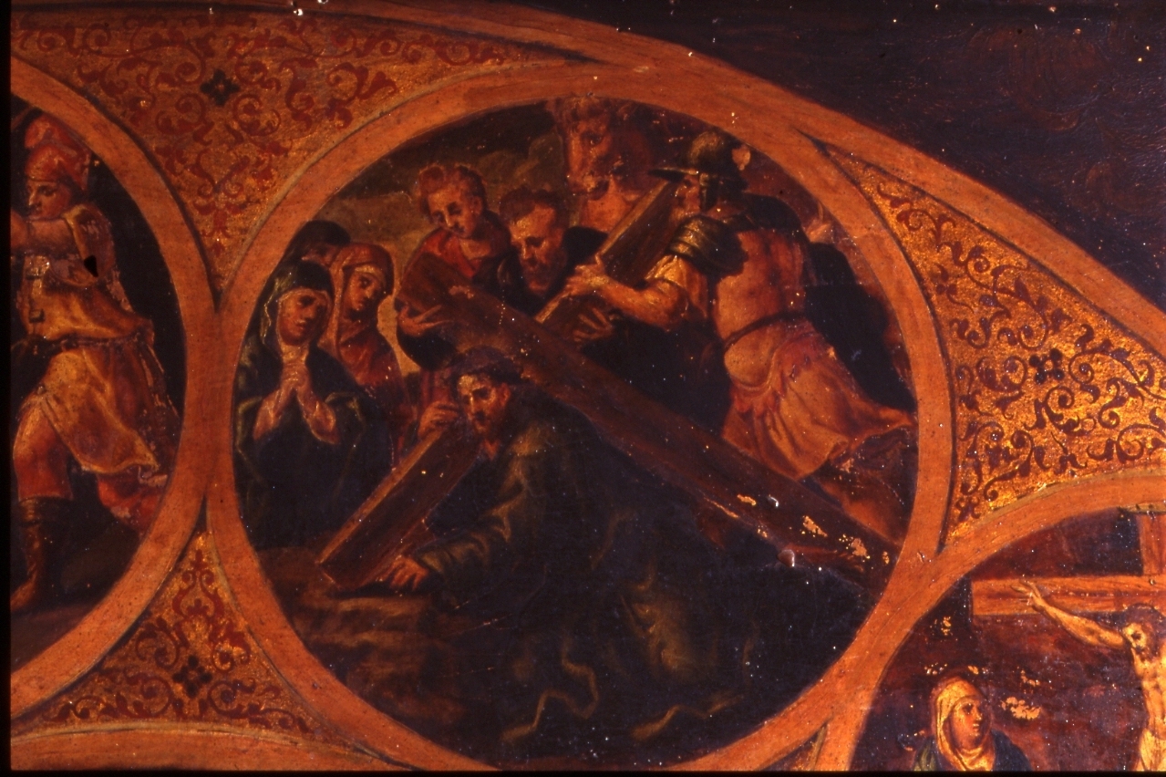 salita di Cristo al monte Calvario (dipinto, elemento d'insieme) di Curia Michele (sec. XVI)