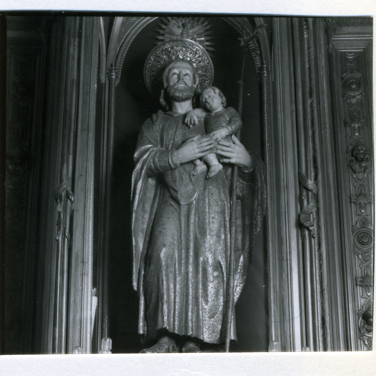 SAN GIUSEPPE CON GESU' BAMBINO (STATUA, ELEMENTO D'INSIEME) - AMBITO NAPOLETANO (FINE sec. XVIII)