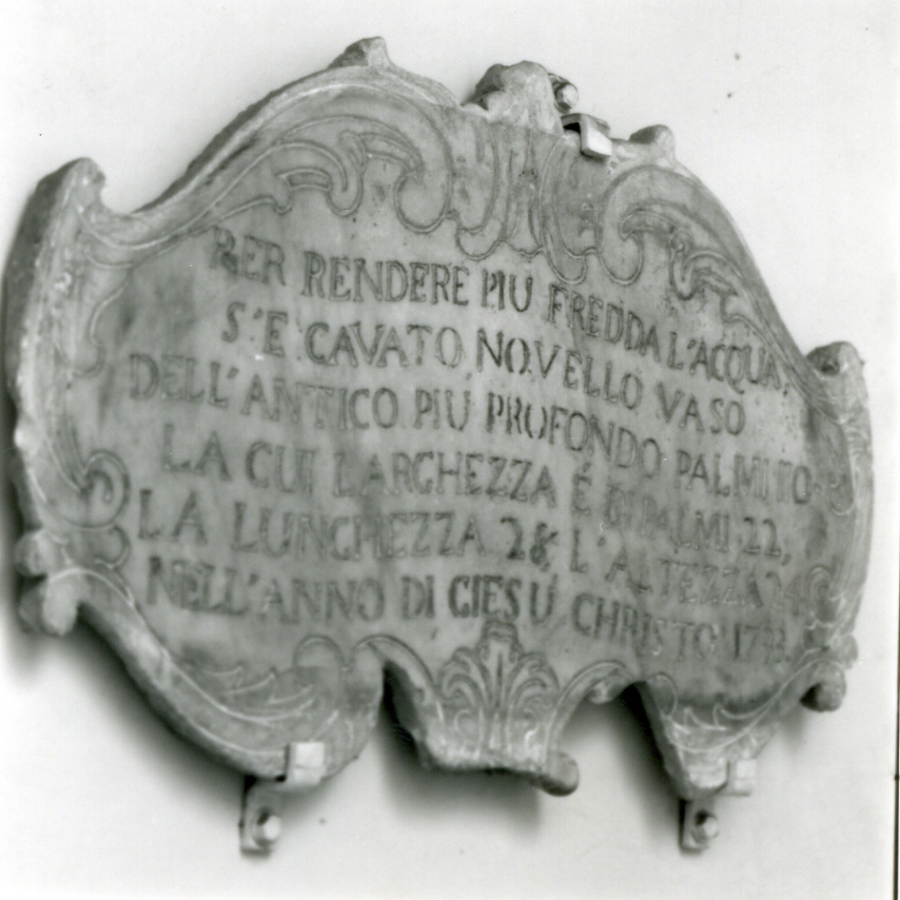 lapide - documentaria - BOTTEGA NAPOLETANA (SECONDO QUARTO sec. XVIII)