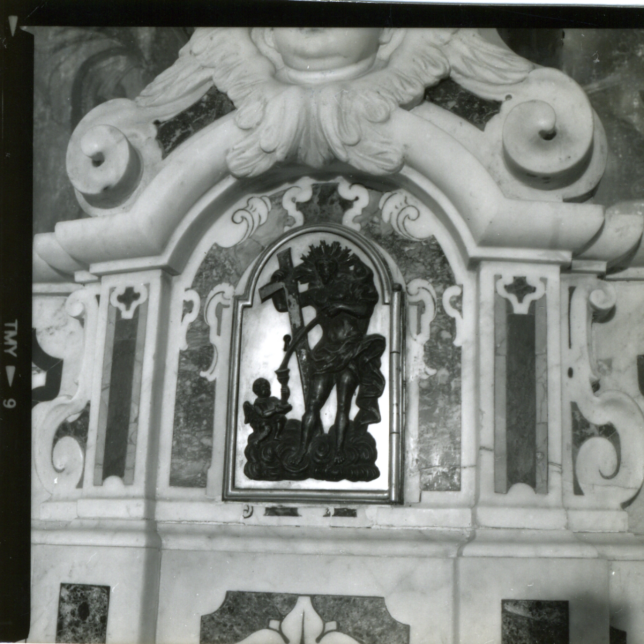 CRISTO RISORTO (SPORTELLO DI TABERNACOLO, ELEMENTO D'INSIEME) - bottega argentiera napoletana (Metà sec. XVIII)