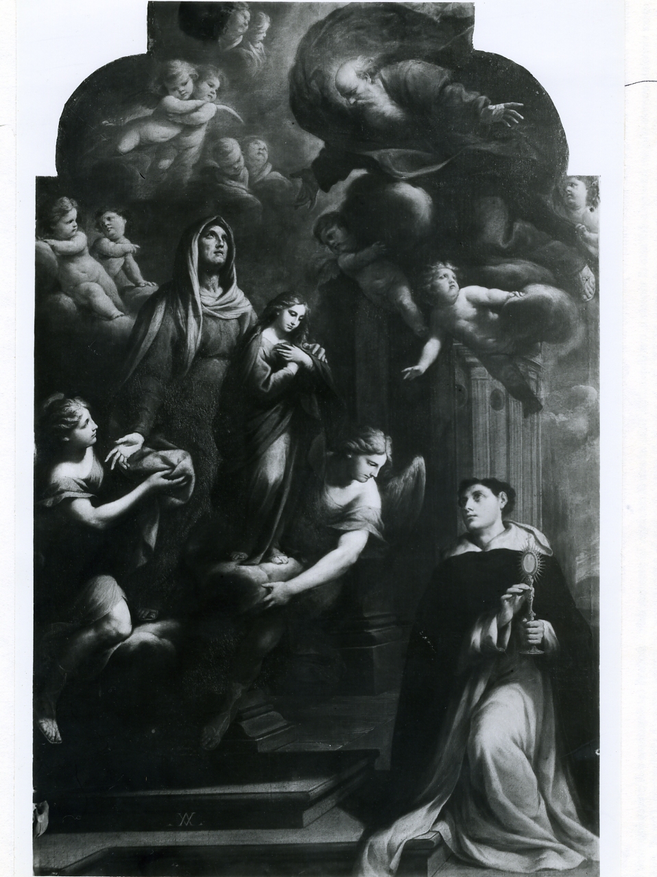 Sant'Anna offre la Vergine a Dio Padre (dipinto) di Vaccaro Andrea (terzo quarto sec. XVII)