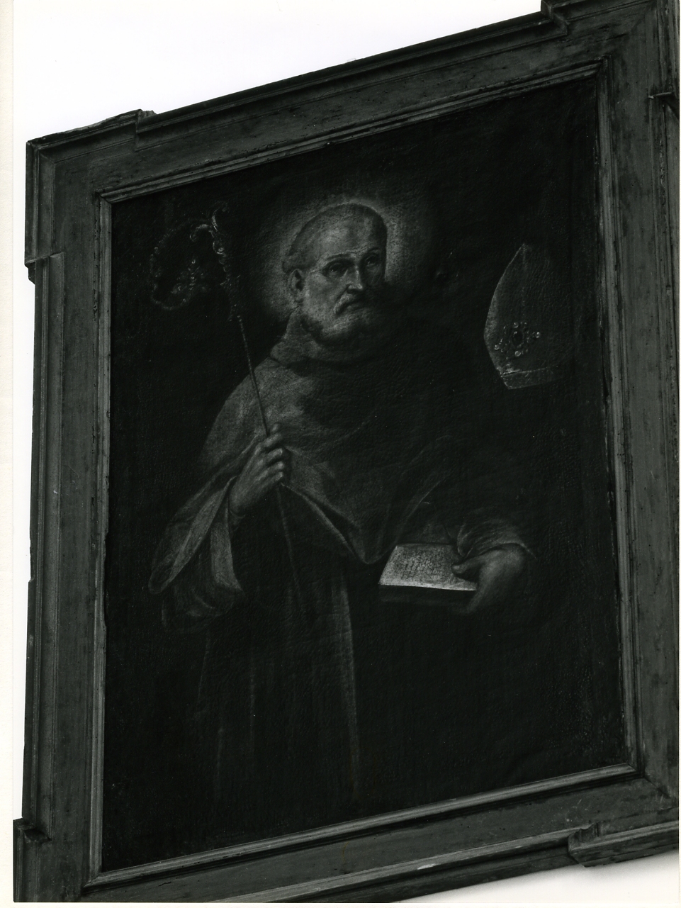 SANTO VESCOVO (DIPINTO) - AMBITO NAPOLETANO (Seconda metà sec. XVII)