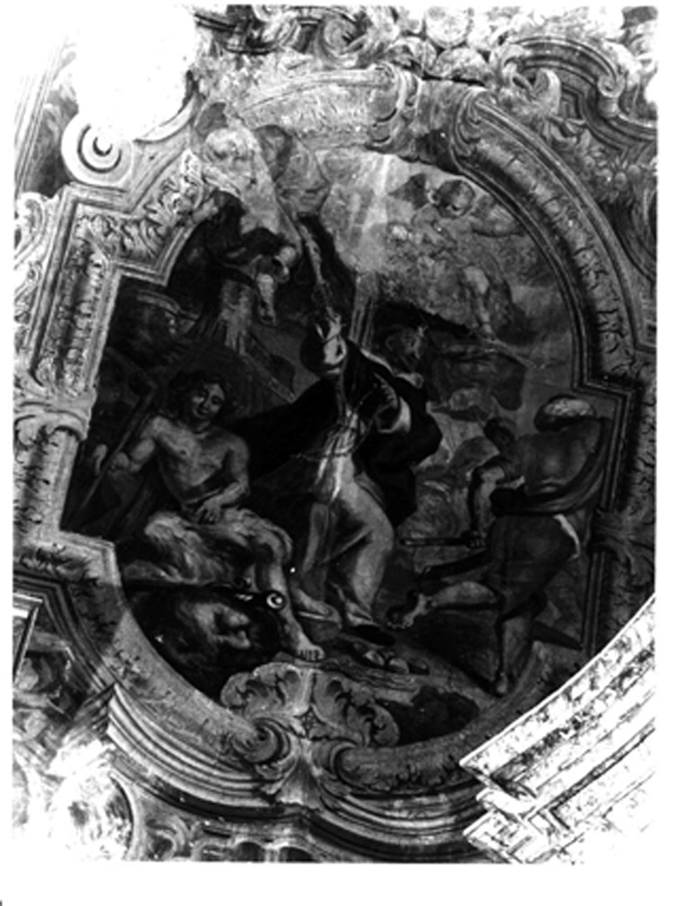 San Domenico mette in fuga i turchi e Davide con la testa di golia (dipinto) di Borremans Guglielmo detto Fiammingo (sec. XVIII)