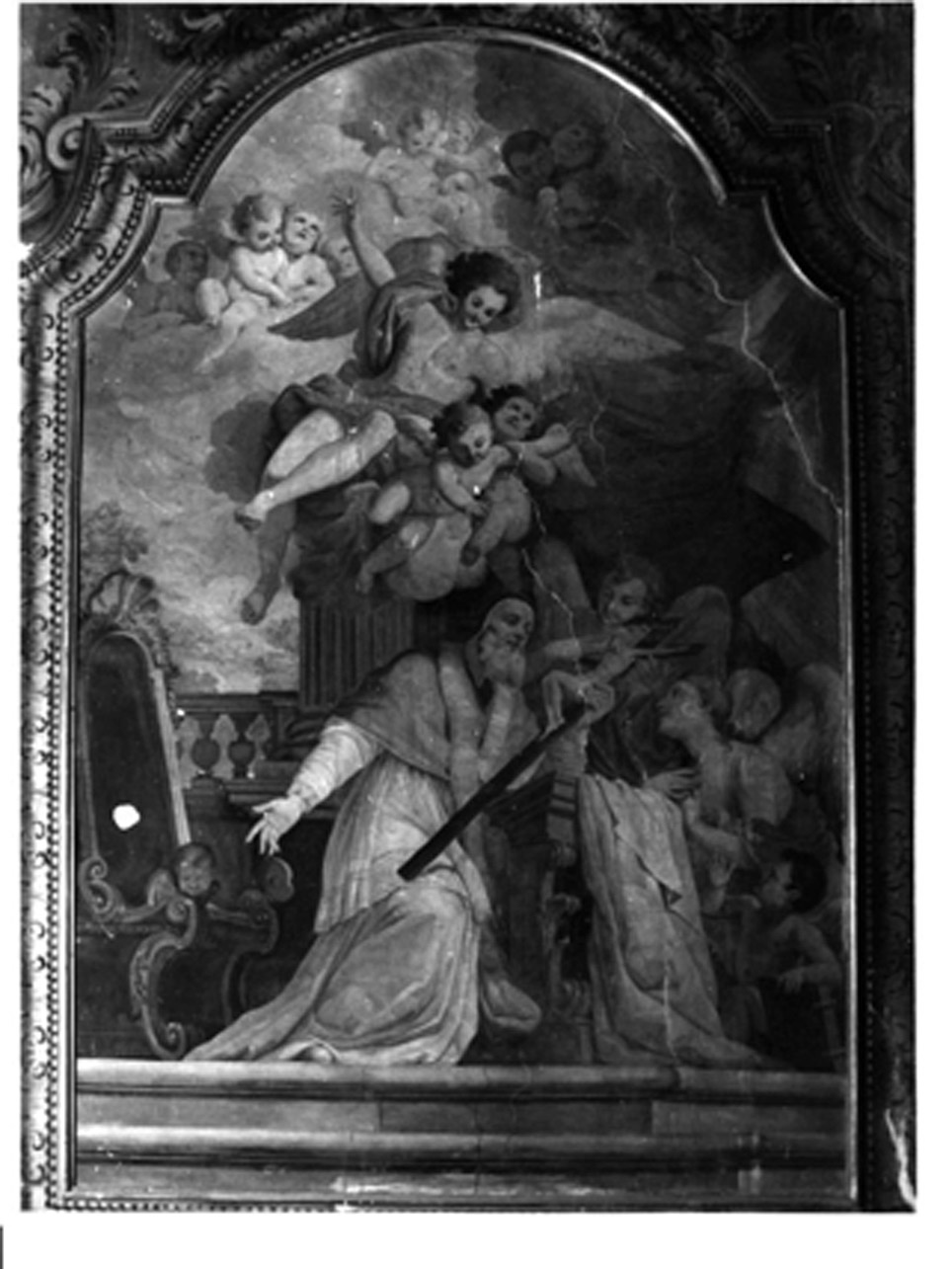 San Pio V papa adora il crocifisso (dipinto) di Cirillo Santolo (sec. XVIII)