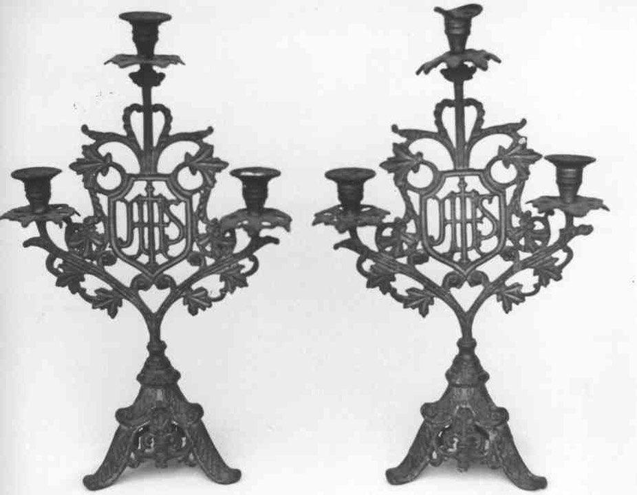 candeliere d'altare, serie - bottega napoletana (fine sec. XIX)