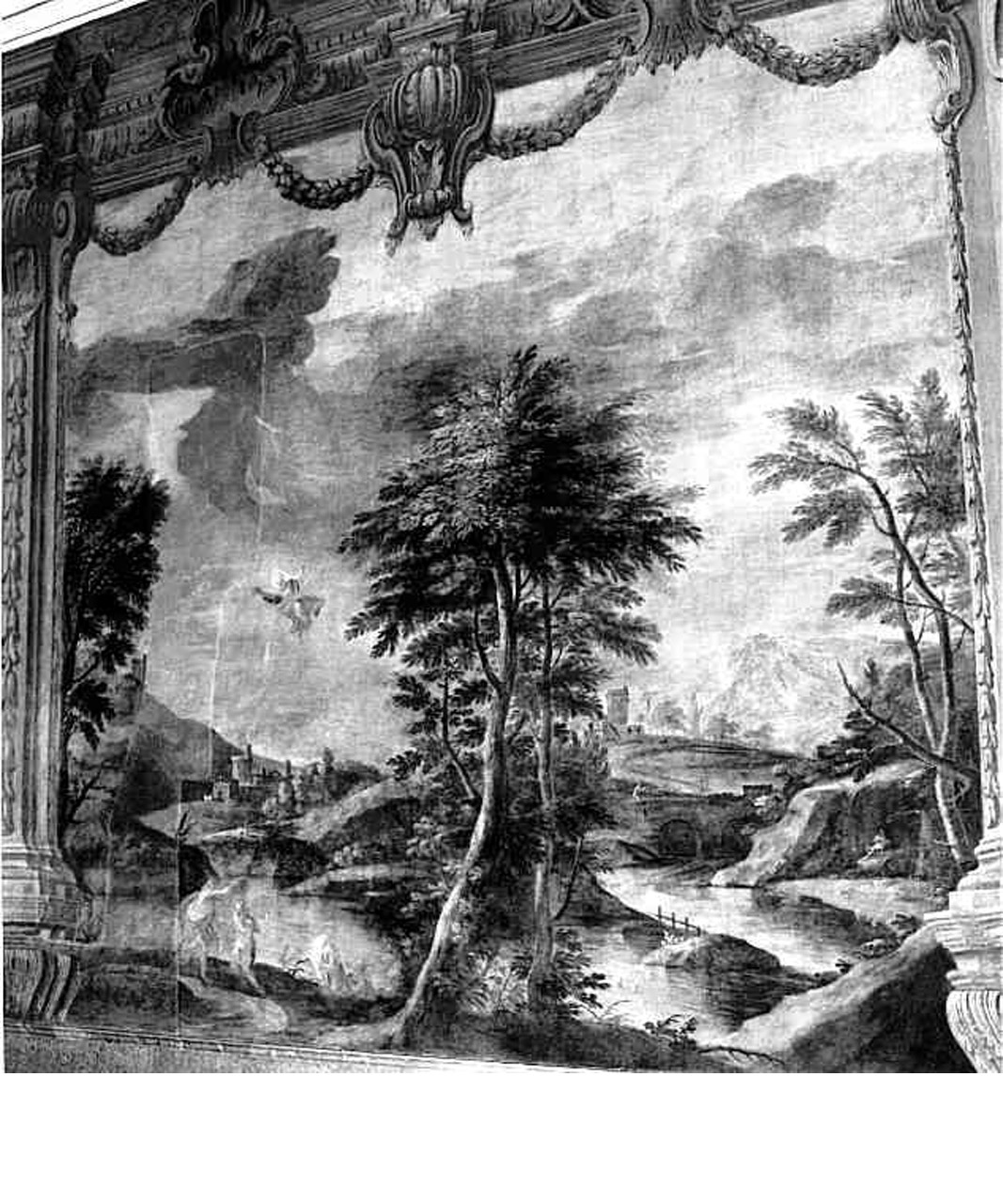 PAESAGGIO CON BATTESIMO DI CRISTO (DIPINTO) - AMBITO NAPOLETANO (Seconda metà sec. XVIII)