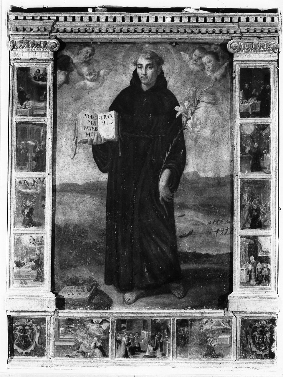 storie della vita di San Nicola da Tolentino (polittico) di Calise Cesare, Di Spigna Alfonso (sec. XVII)