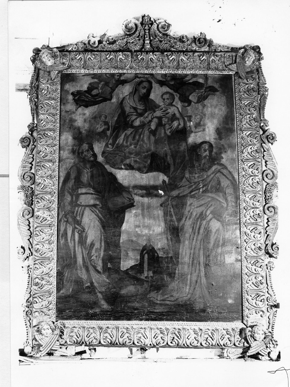 Madonna con Bambino tra angeli e Santi (dipinto) - ambito campano (seconda metà sec. XVI)