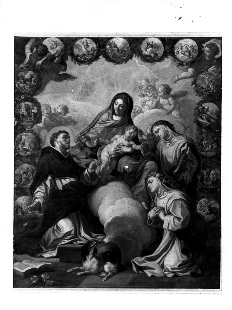 Madonna del Rosario con San Domenico e Santa Caterina da Siena (dipinto) - ambito campano (prima metà sec. XVIII)