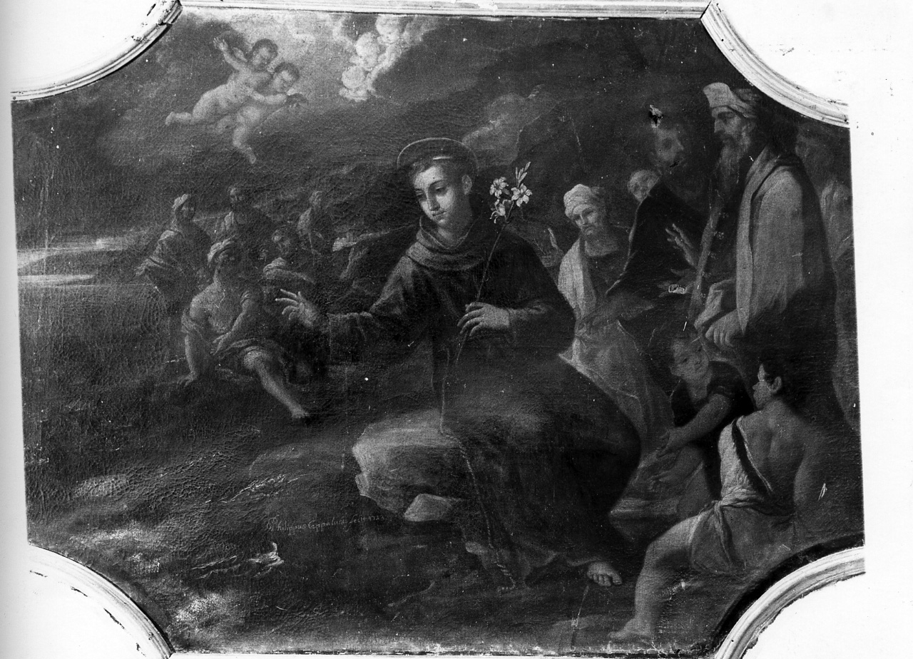Sant'Antonio da Padova predica ai pesci (dipinto) di Ceppaluni Filippo detto Muto (sec. XVIII)