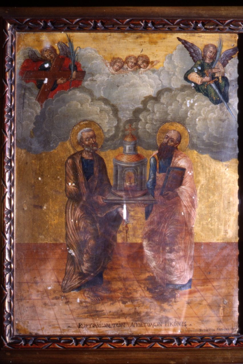 San Pietro e San Paolo reggono la Chiesa (dipinto) di Caruso Eustachio (seconda metà sec. XVIII)