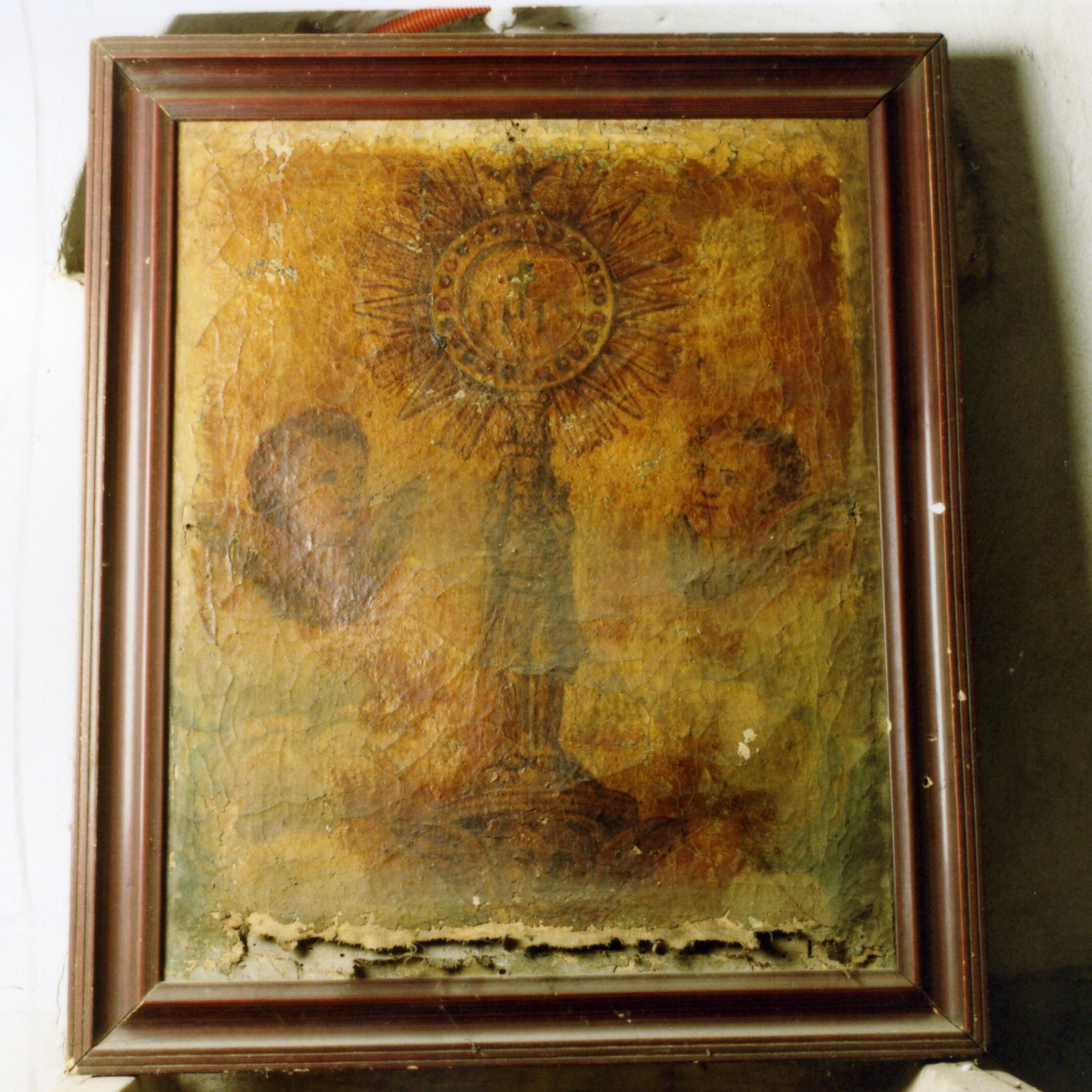 angeli adoranti il calice eucaristico (dipinto) - ambito napoletano (seconda metà sec. XVIII)