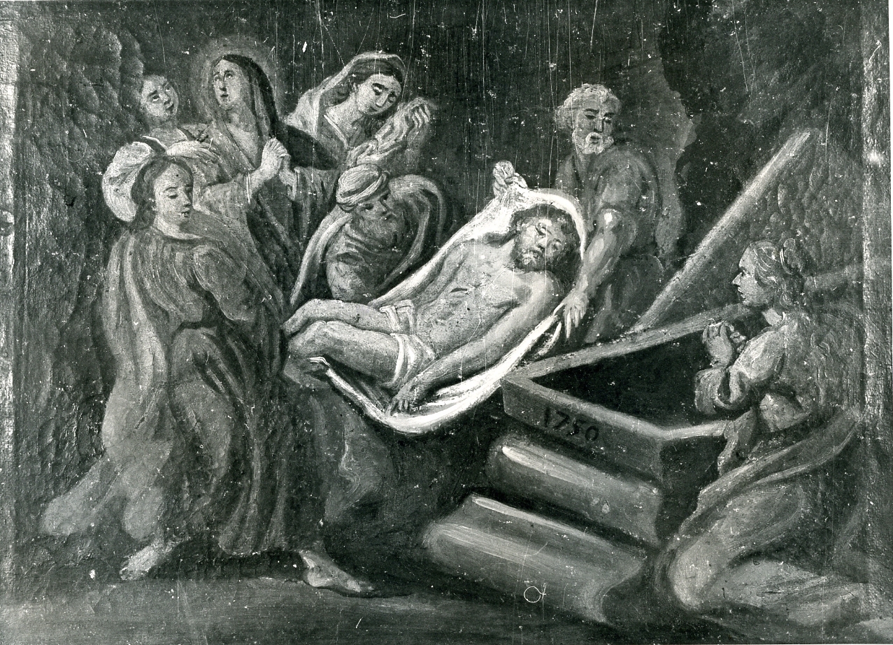 stazione XIV: Gesù deposto nel sepolcro (dipinto, elemento d'insieme) - ambito napoletano (sec. XVIII)