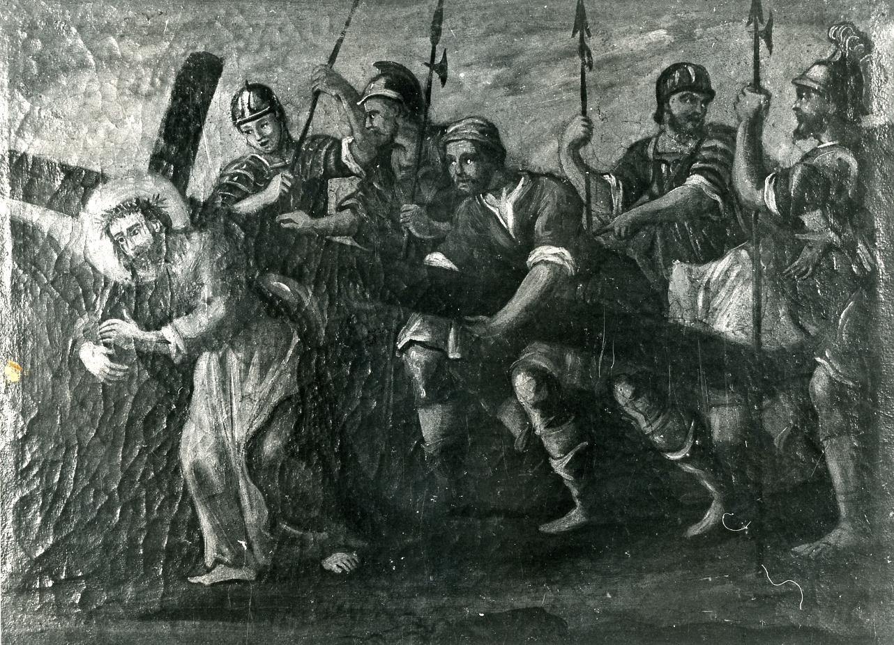 stazione V: Gesù aiutato da Simone il Cireneo a portare la croce (dipinto, elemento d'insieme) - ambito napoletano (sec. XVIII)