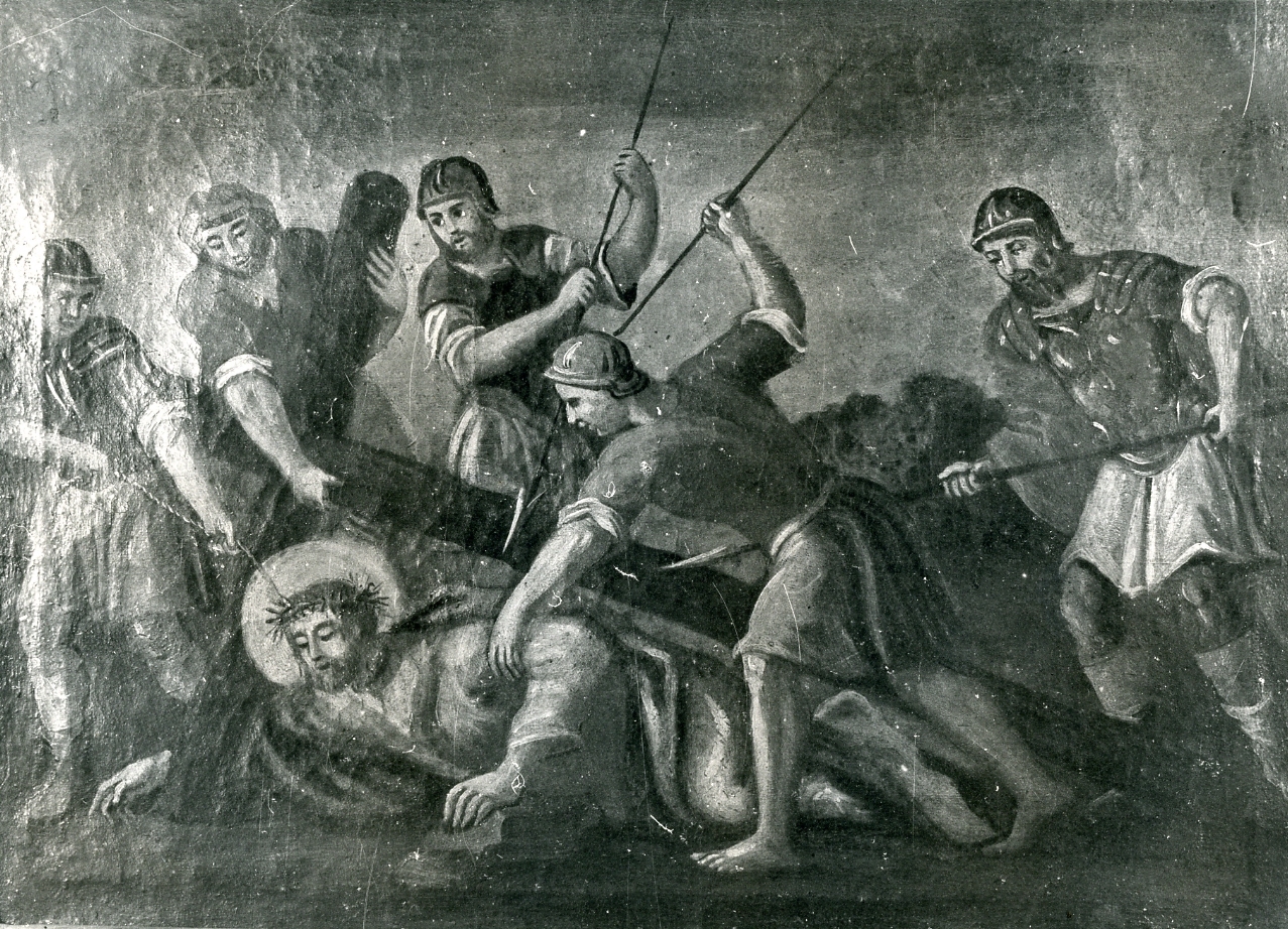 stazione VII: Gesù cade sotto la croce la seconda volta (dipinto, elemento d'insieme) - ambito napoletano (sec. XVIII)