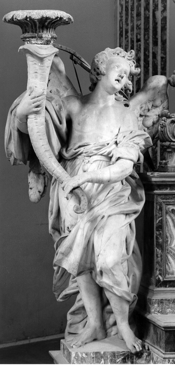 angelo reggilampada (scultura, serie) di Sammartino Giuseppe (sec. XVIII)
