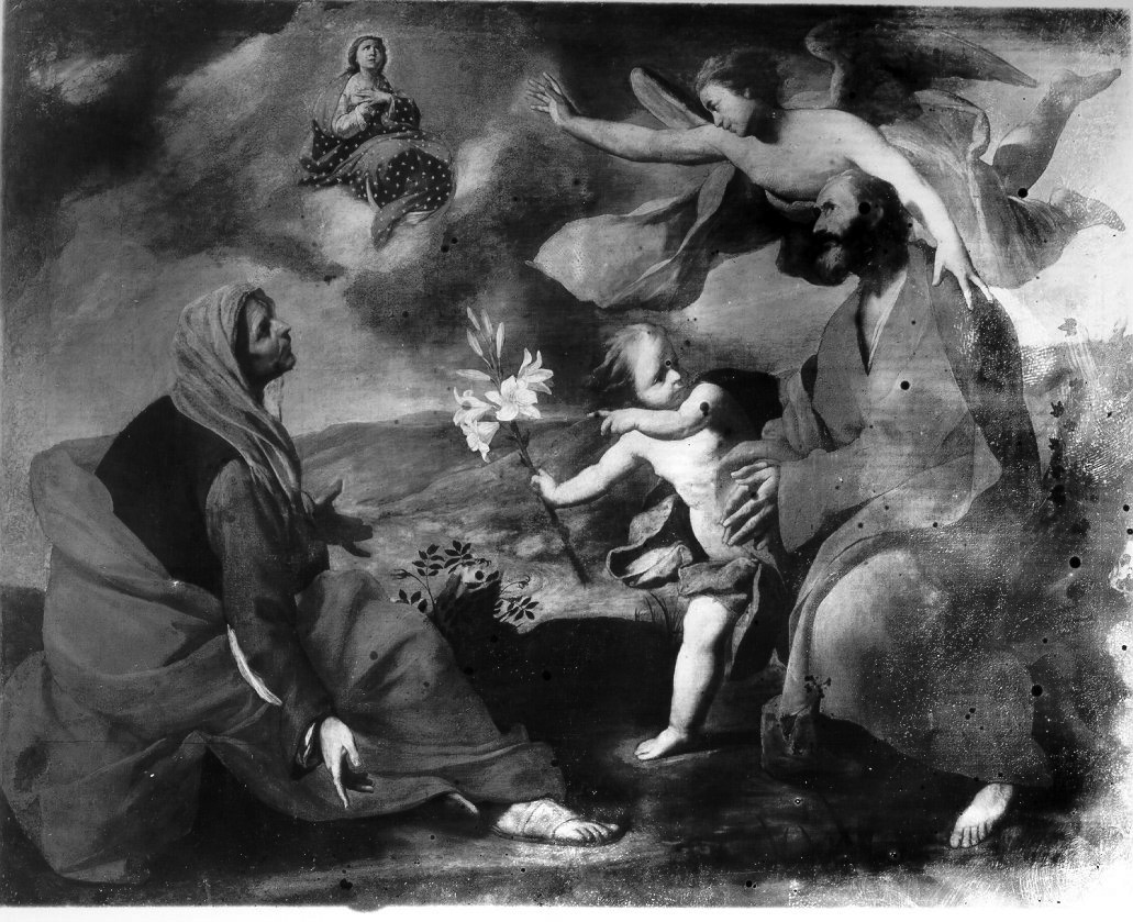 Maria Vergine bambina con Sant'Anna e San Gioacchino (dipinto) di Stanzione Massimo (secondo quarto sec. XVII)
