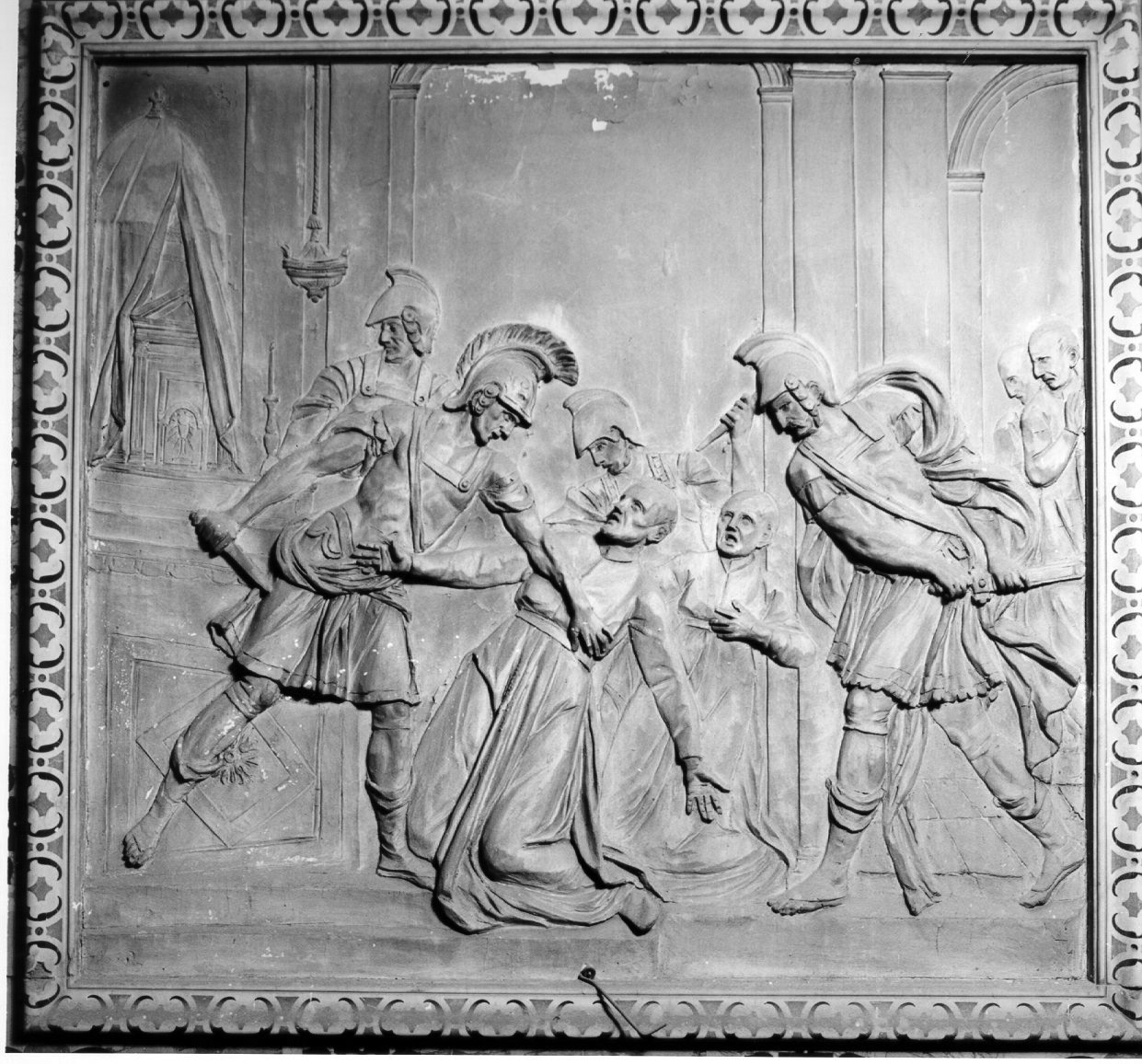 San Gaetano da Thiene percosso dai Lanzichenecchi durante il sacco di Roma (rilievo) di Viva Angelo (inizio sec. XIX)
