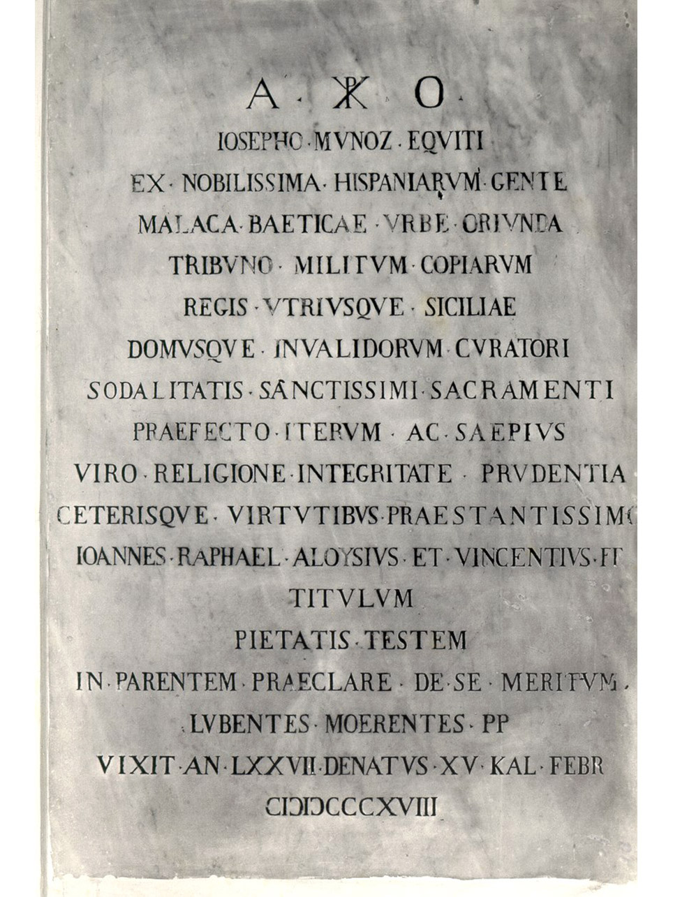 LAPIDE COMMEMORATIVA - ambito napoletano (PRIMO QUARTO sec. XIX)