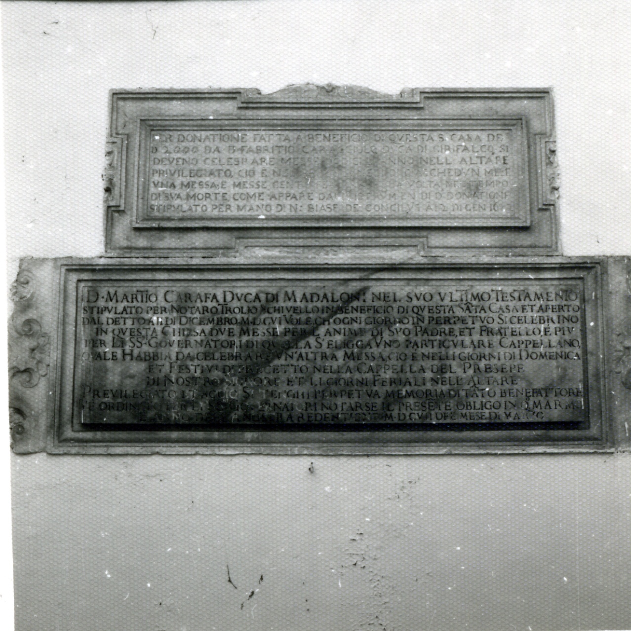 lapide commemorativa - bottega napoletana (sec. XVII)