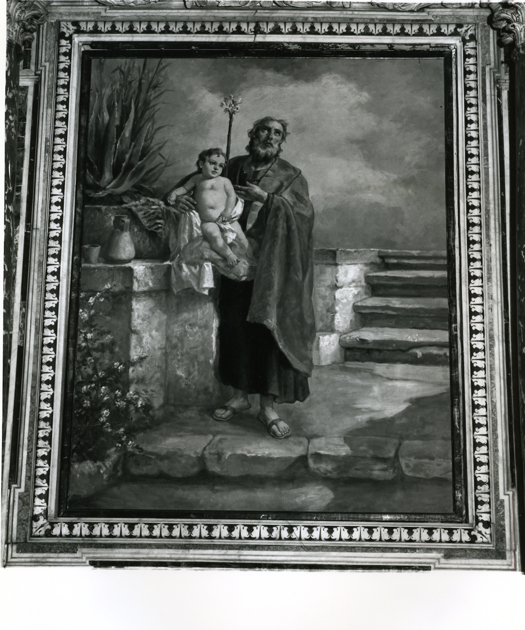 San Giuseppe e Gesù Bambino (dipinto) di Sorrentino Vincenzo (sec. XX)