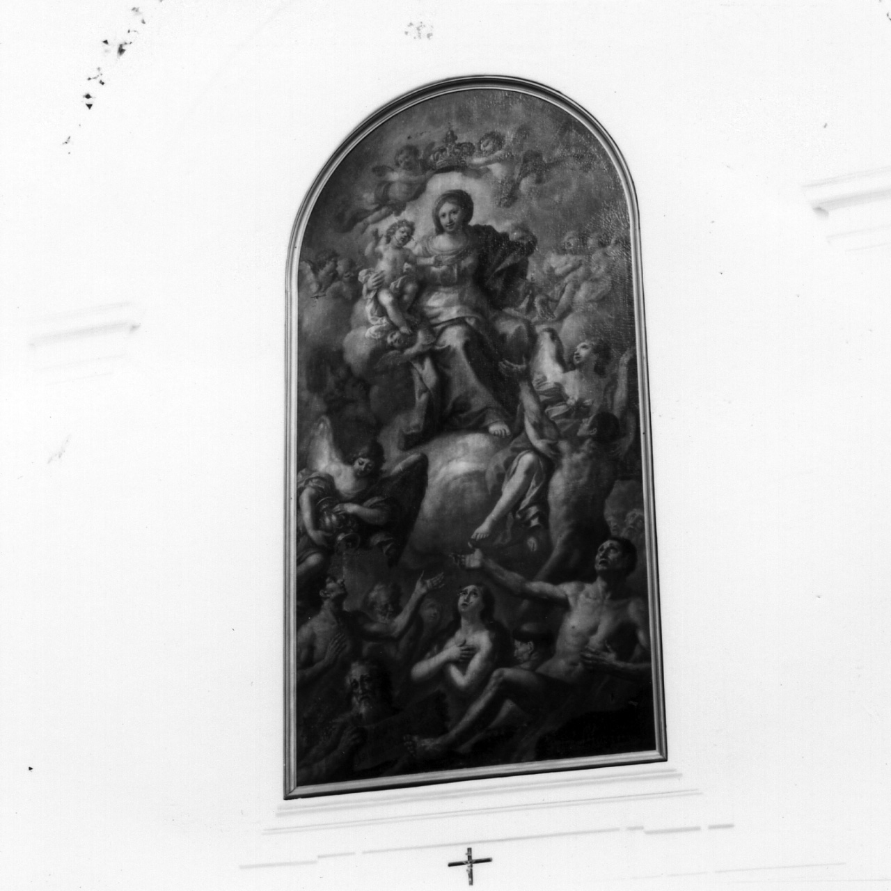 Madonna con Bambino, angeli e anime purganti (dipinto) di Mozzillo Angelo (sec. XIX)