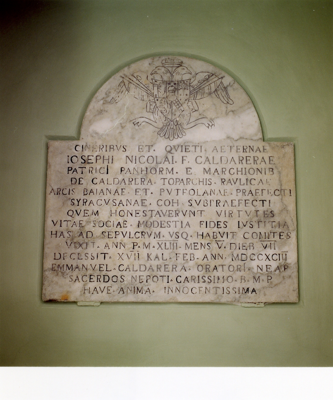 lapide commemorativa - bottega napoletana (fine sec. XVIII)