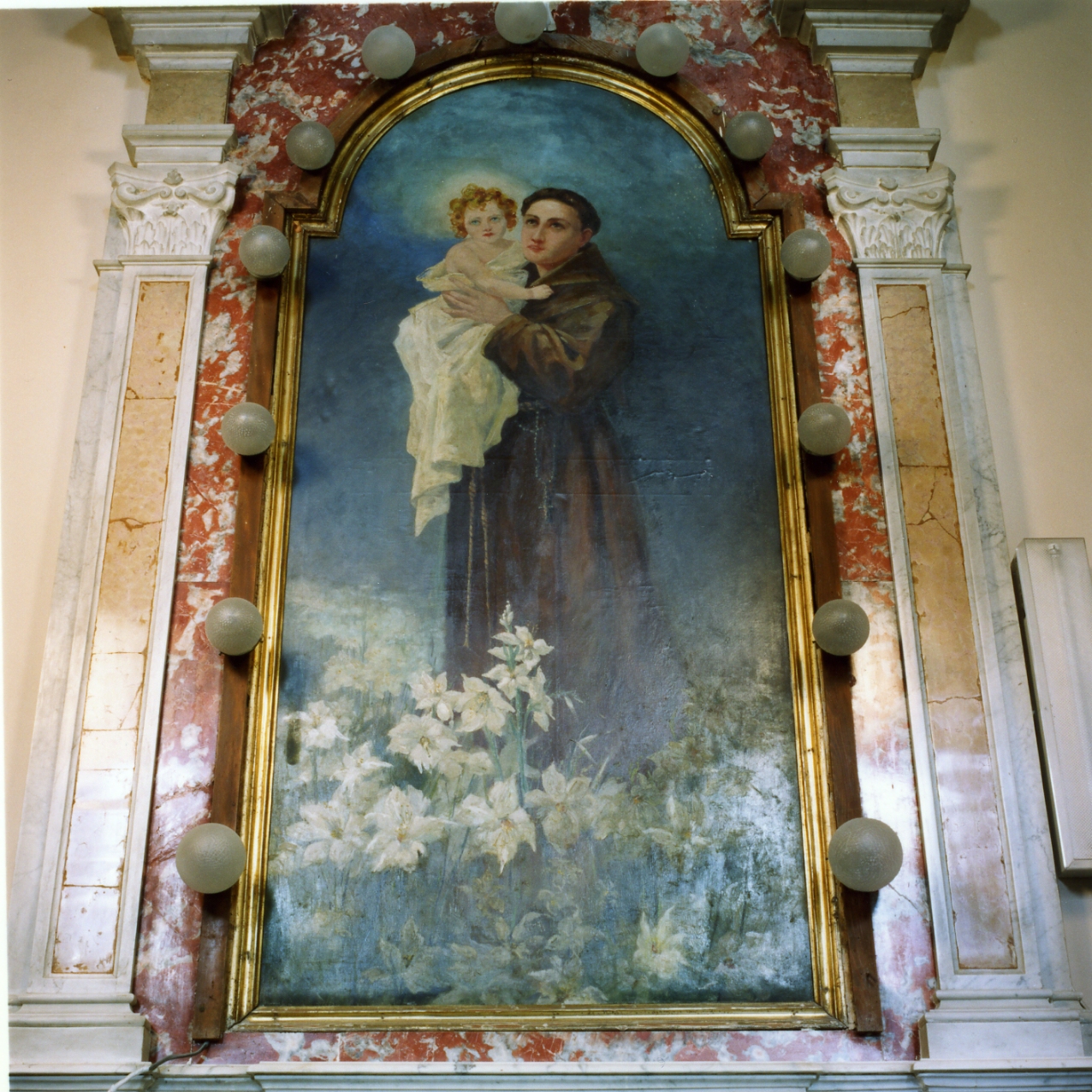 Sant'Antonio da Padova con il bambino (dipinto) di Tatafiore Guido (prima metà sec. XX)