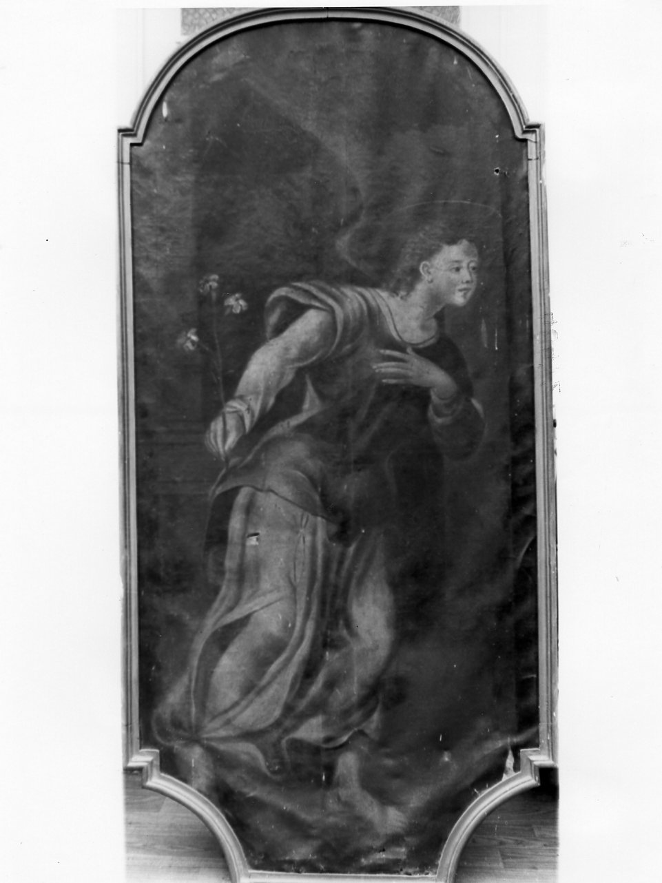 angelo annunciante (dipinto, elemento d'insieme) di Negrone Pietro detto Zingarello (sec. XVI)