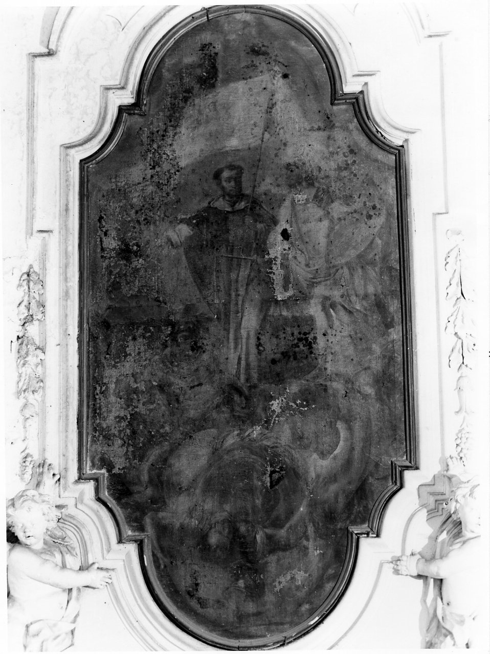 San Domenico sconfigge gli Albigesi (dipinto) di Cacciapuoti Nicola (sec. XVIII)