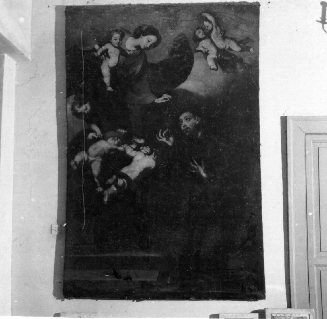 Madonna con Bambino porge il cingolo a San Francesco d'Assisi (dipinto) - ambito napoletano (metà sec. XVII)