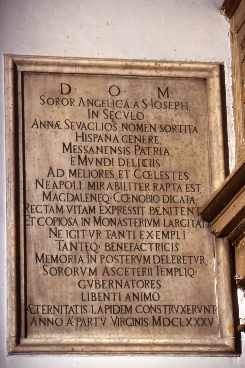 lapide commemorativa - bottega napoletana (sec. XVII)