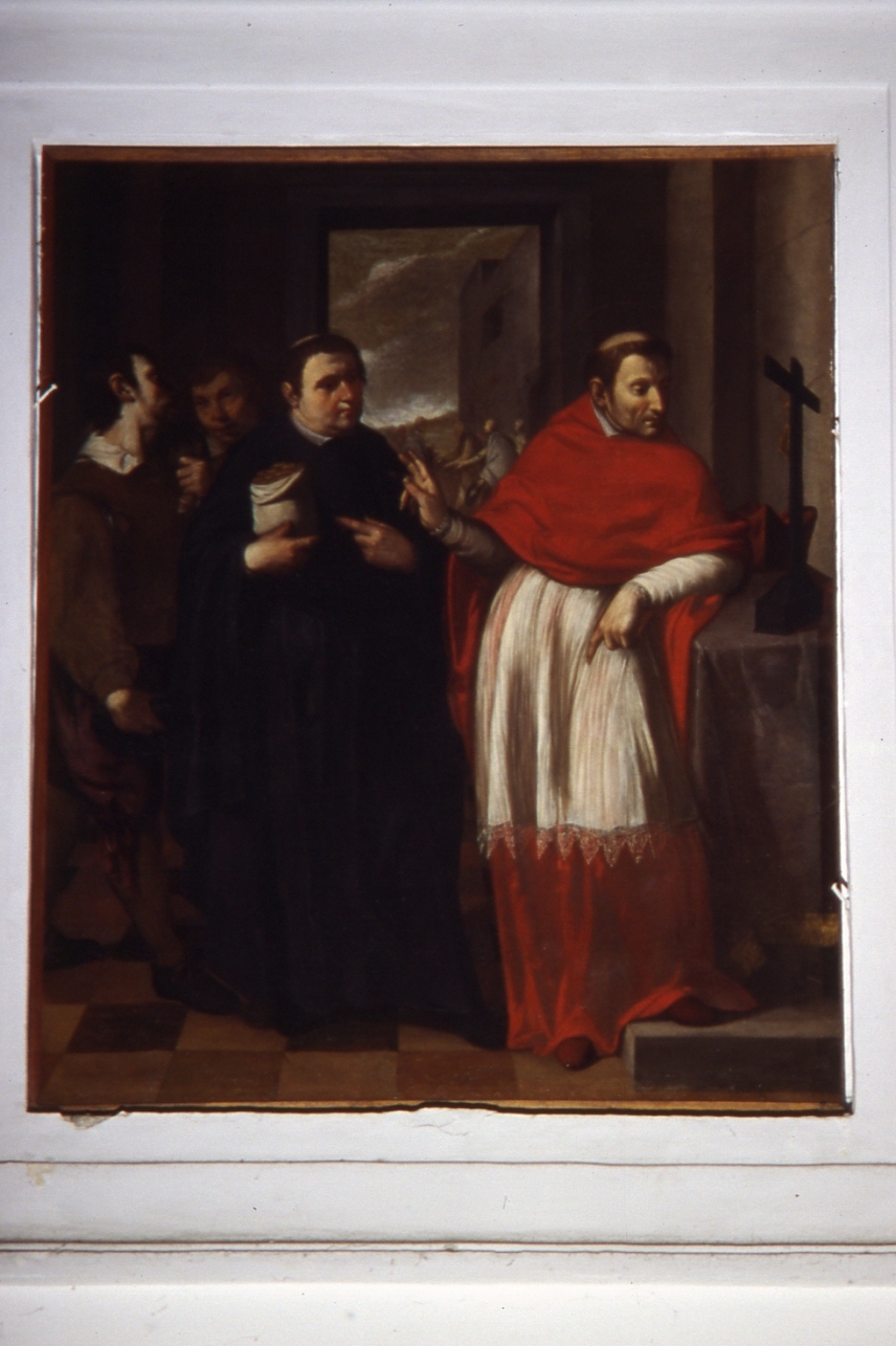San Carlo Borromeo e il canonico Cesare Speciano (dipinto, elemento d'insieme) di De Bellis Antonio (sec. XVII)