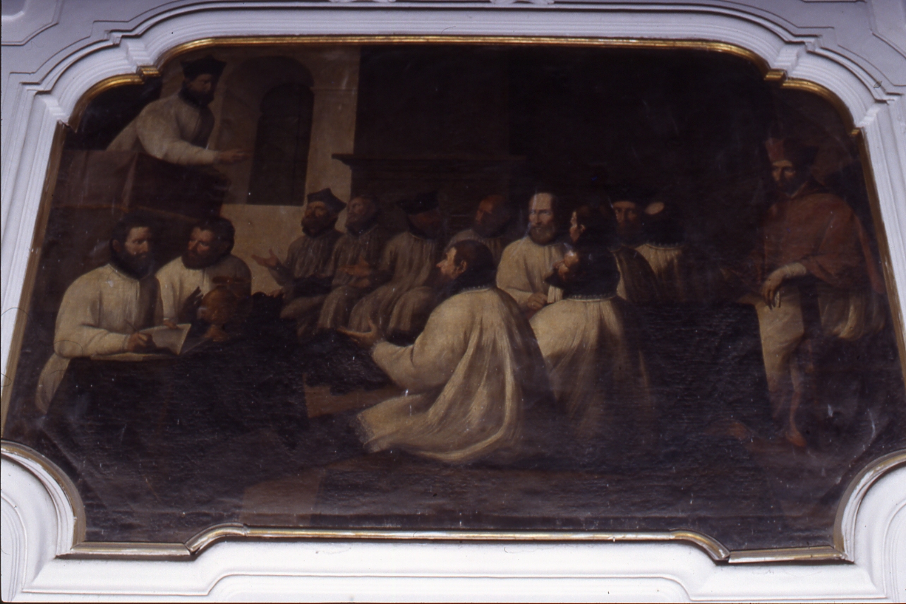 San Carlo ascolta un sermone (dipinto, elemento d'insieme) di De Bellis Antonio (sec. XVII)