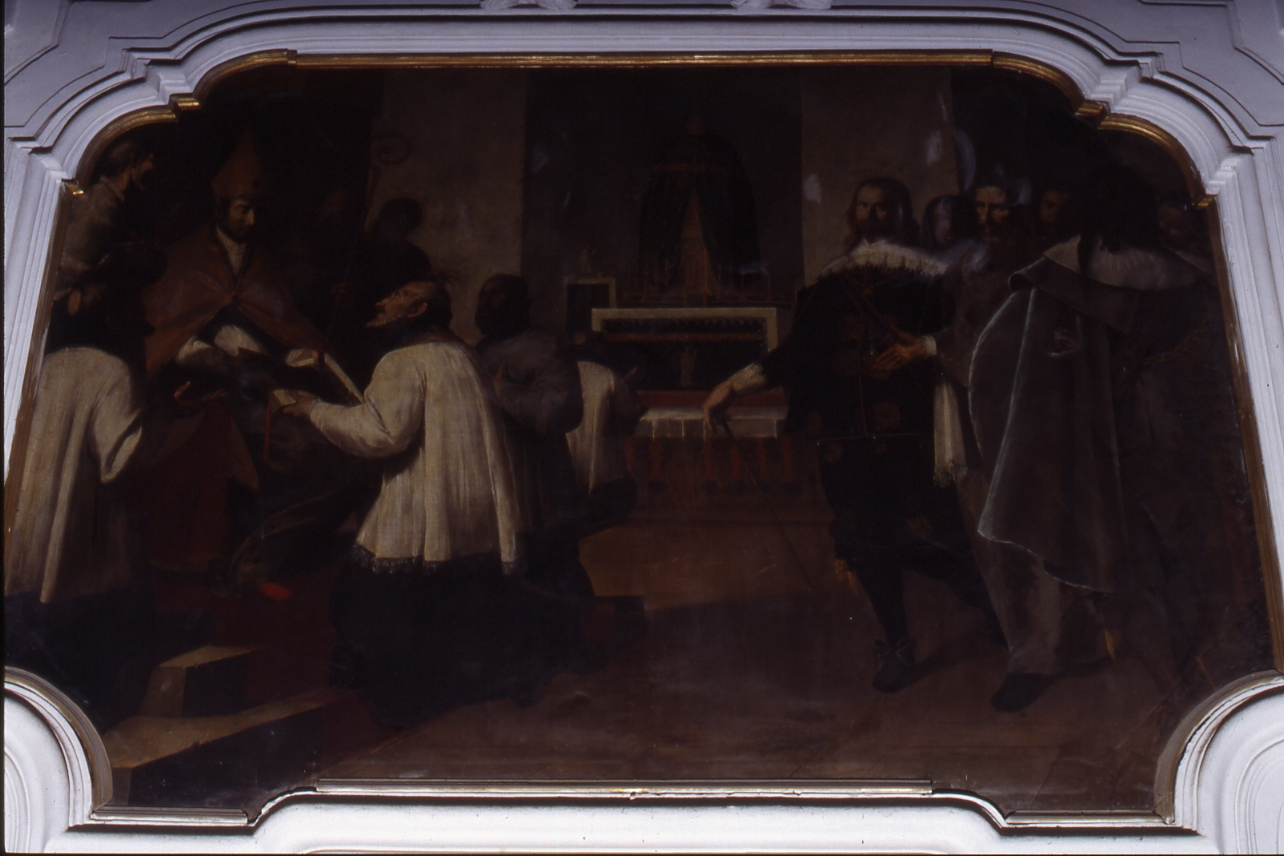 San Carlo Borromeo consegna le Costituzioni (dipinto, elemento d'insieme) di De Bellis Antonio (secondo quarto sec. XVII)