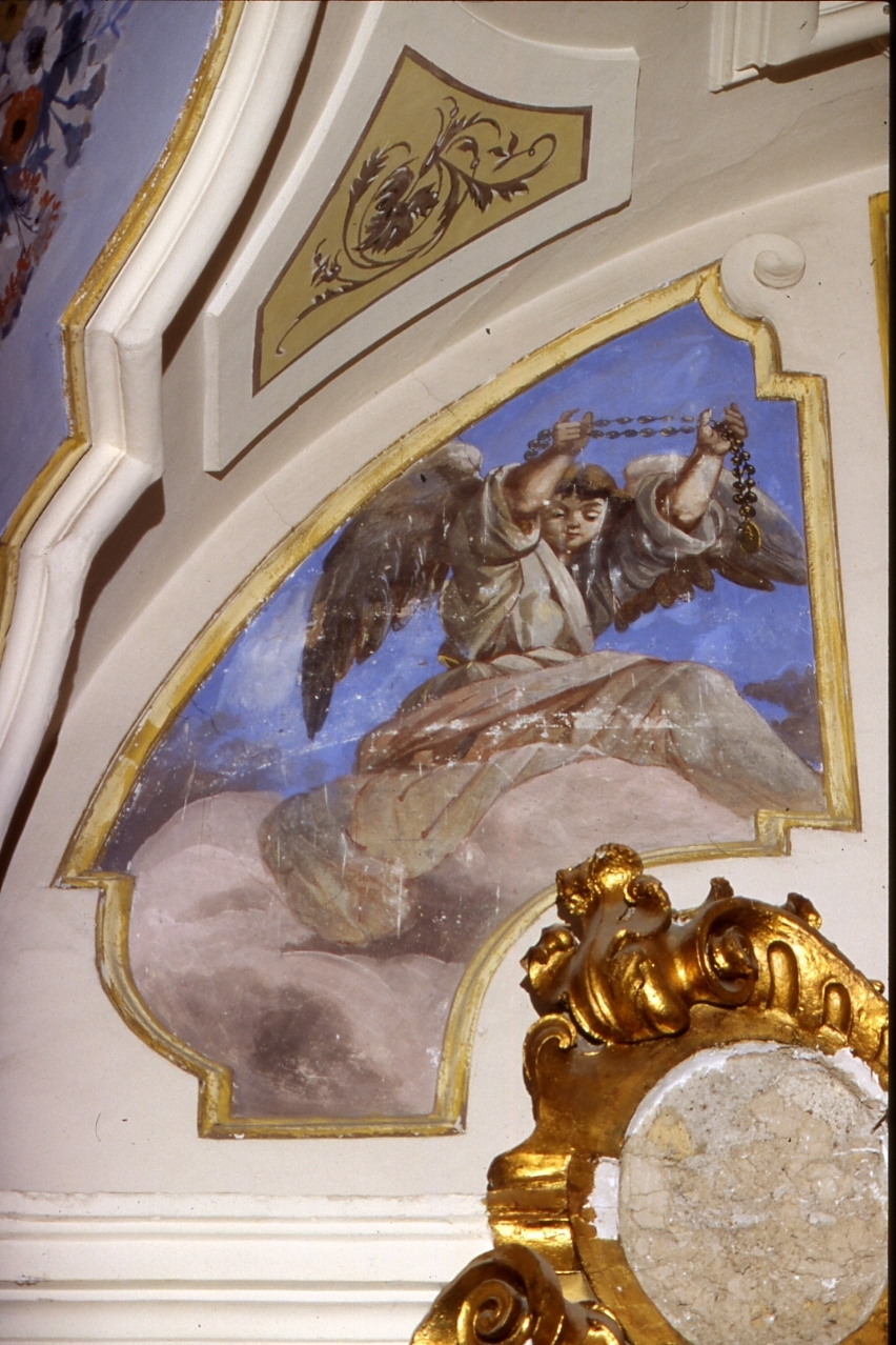 angeli con simboli mariani (dipinto) - ambito napoletano (fine sec. XIX)