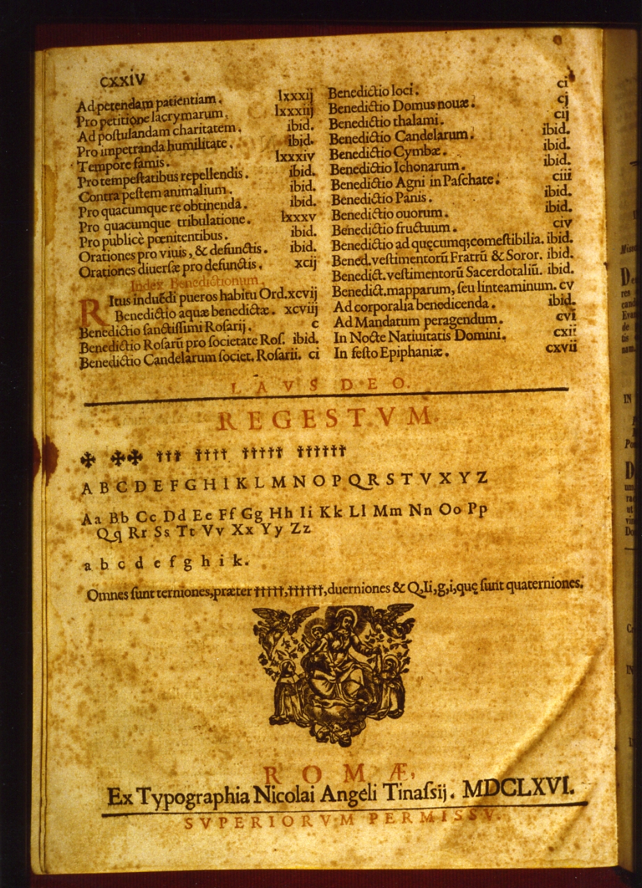 indice segnalibro - ambito napoletano (terzo quarto sec. XVII)