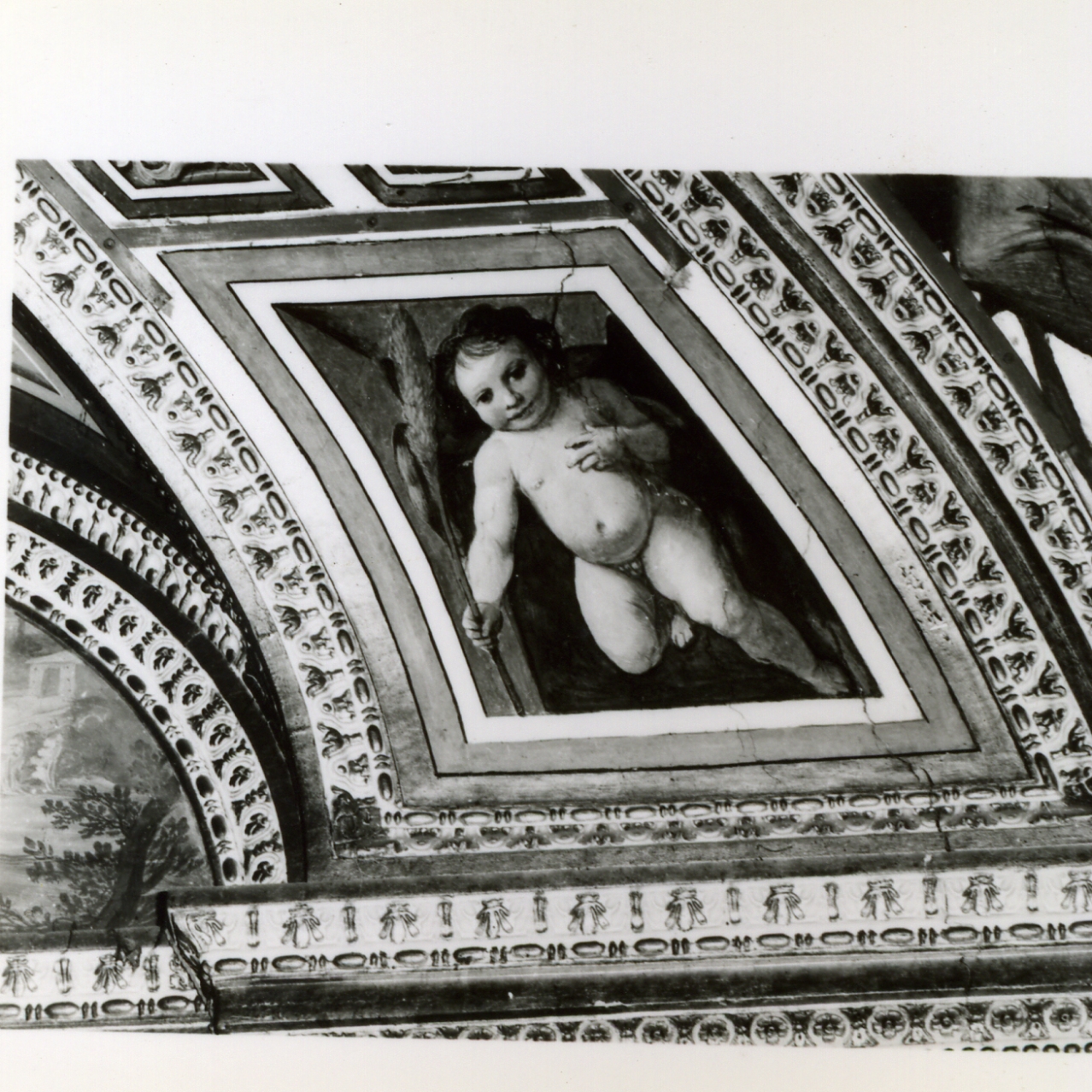 motivi decorativi a grottesche con putti e simboli religiosi (decorazione pittorica) di Rodriguez Luigi (fine sec. XVI)