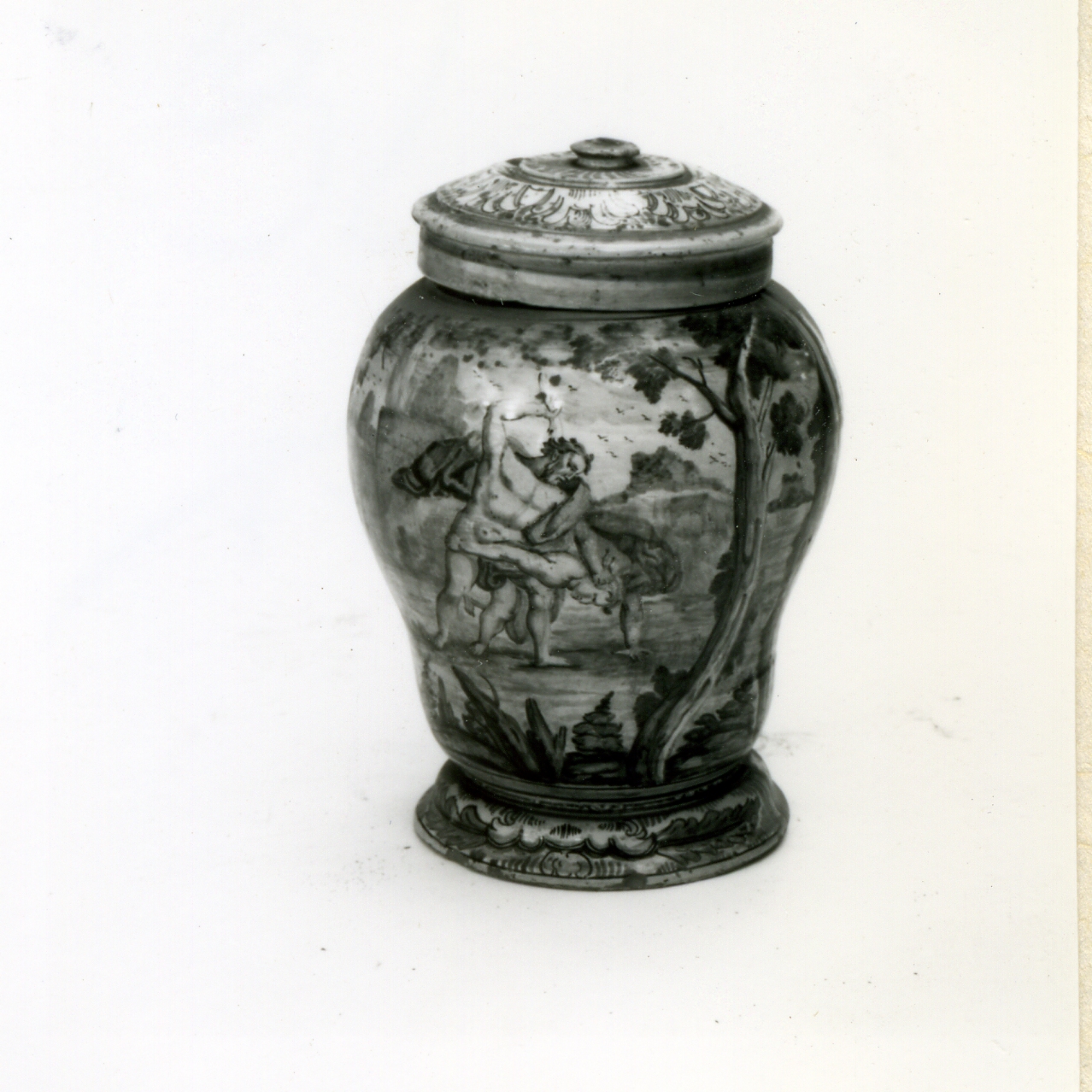 Caino uccide Abele (vaso da farmacia, serie) di Massa Donato (e aiuti) (metà sec. XVIII)