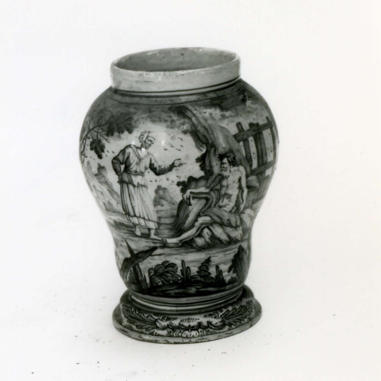 Giacobbe insultato da un servo (vaso da farmacia) di Massa Donato (e aiuti) (metà sec. XVIII)