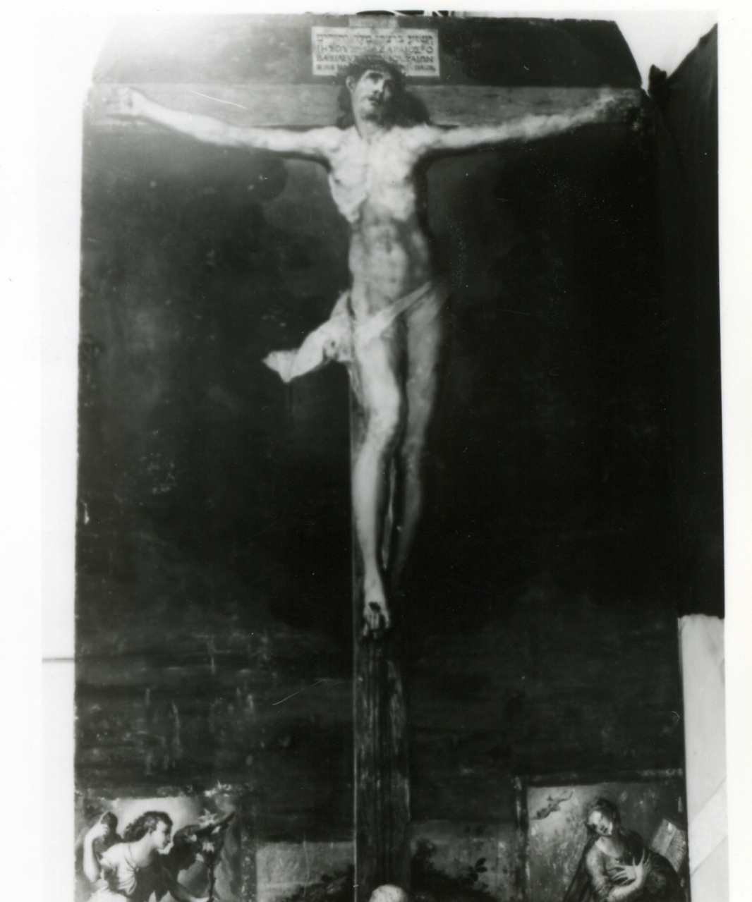 Cristo crocifisso (dipinto) di Pino Marco detto Marco da Siena (sec. XVI)