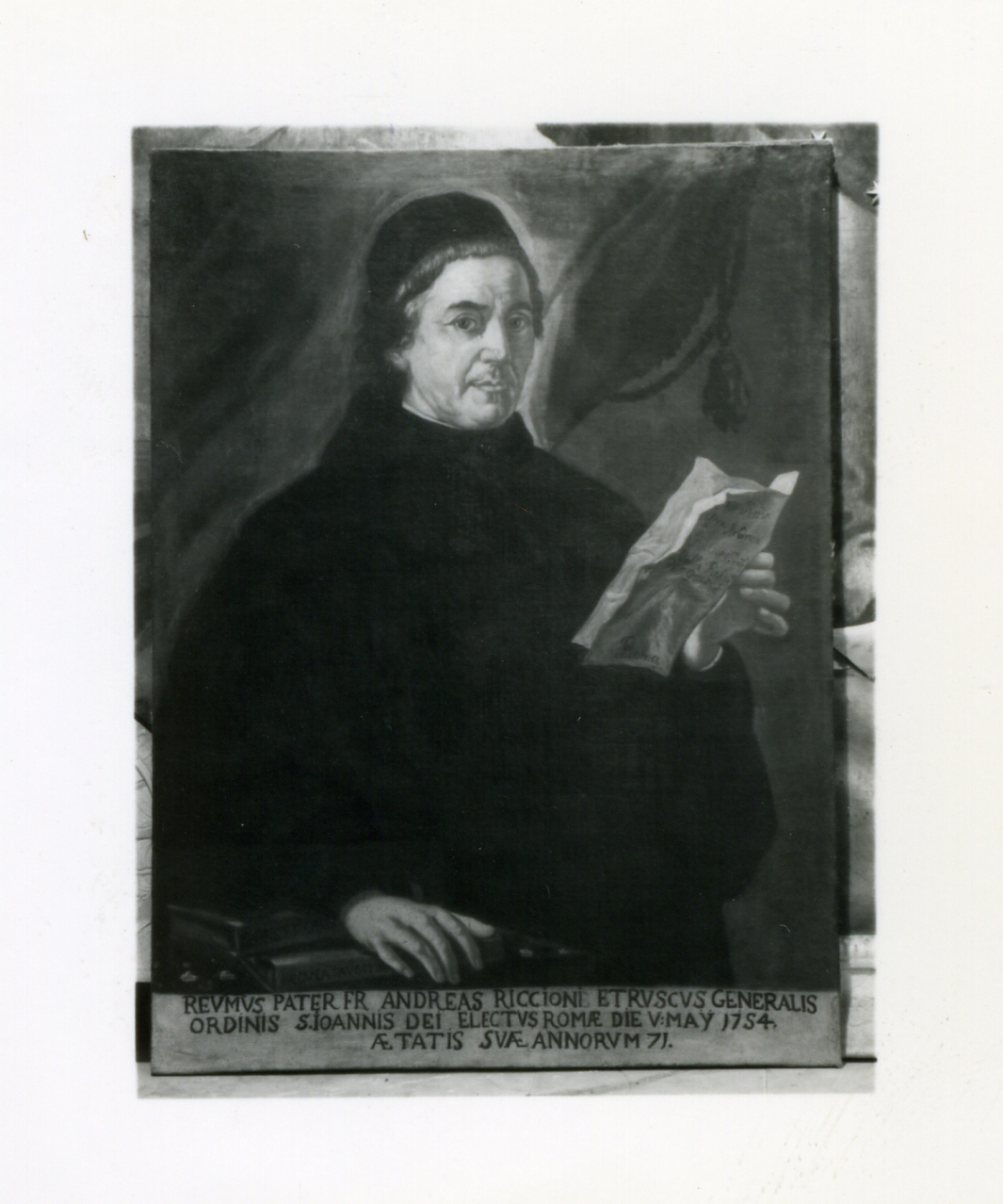 ritratto del padre Andrea Riccioni (dipinto) di Milione Vincenzo (metà sec. XVIII)