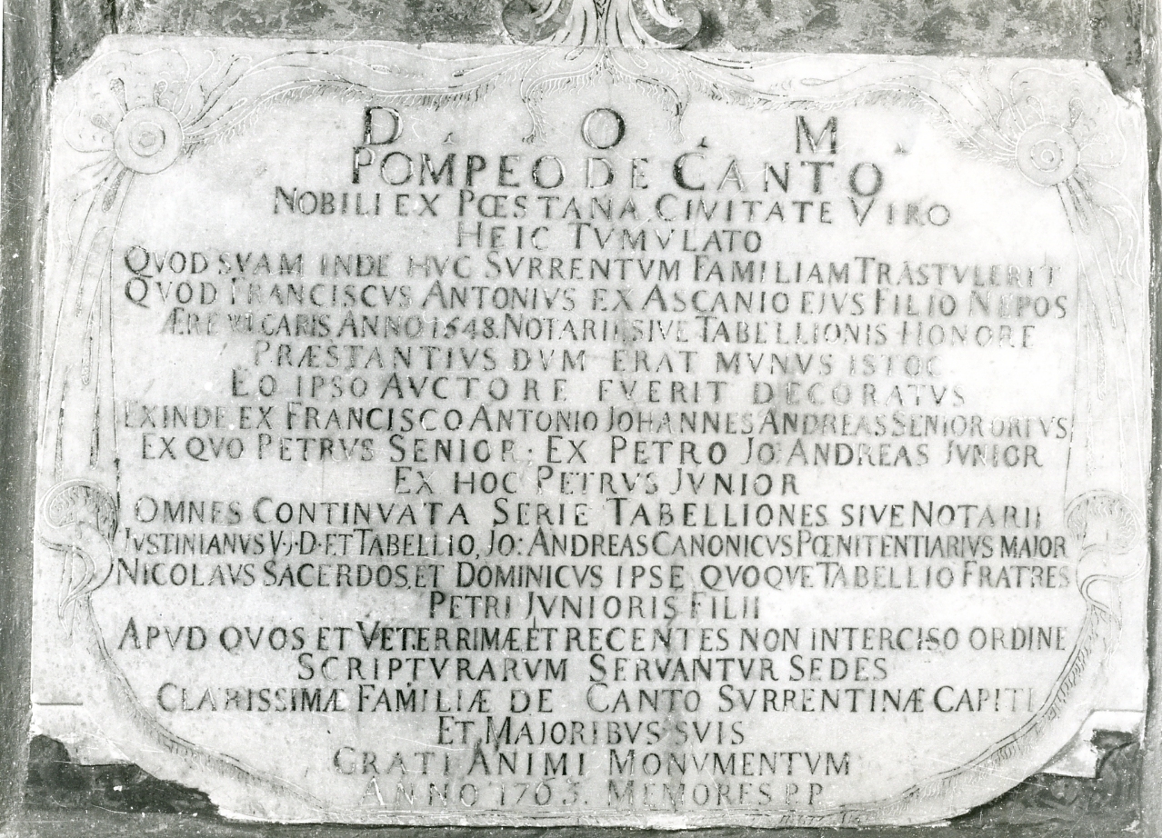 lapide commemorativa - bottega napoletana (sec. XVIII)
