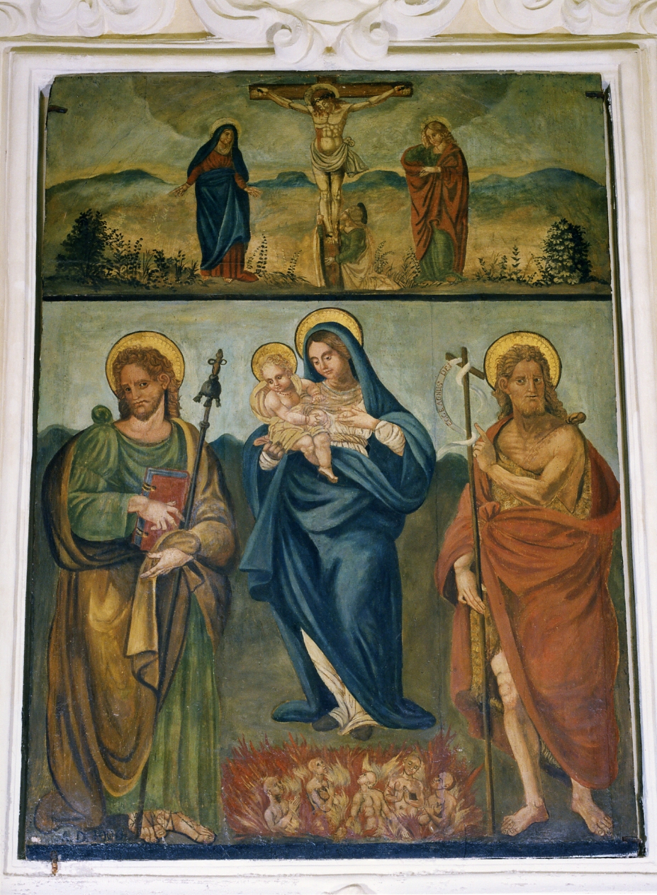 Madonna con Bambino tra angeli e Santi (dipinto) - ambito napoletano (prima metà sec. XVI)