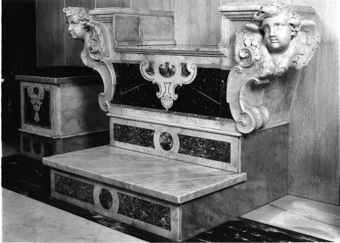 sedile, elemento d'insieme - bottega napoletana (fine sec. XVIII)