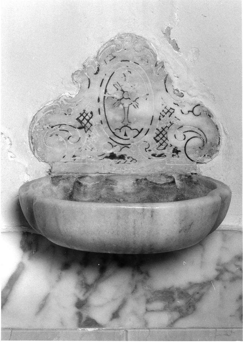 acquasantiera - a conchiglia, serie - bottega napoletana (fine sec. XVIII)