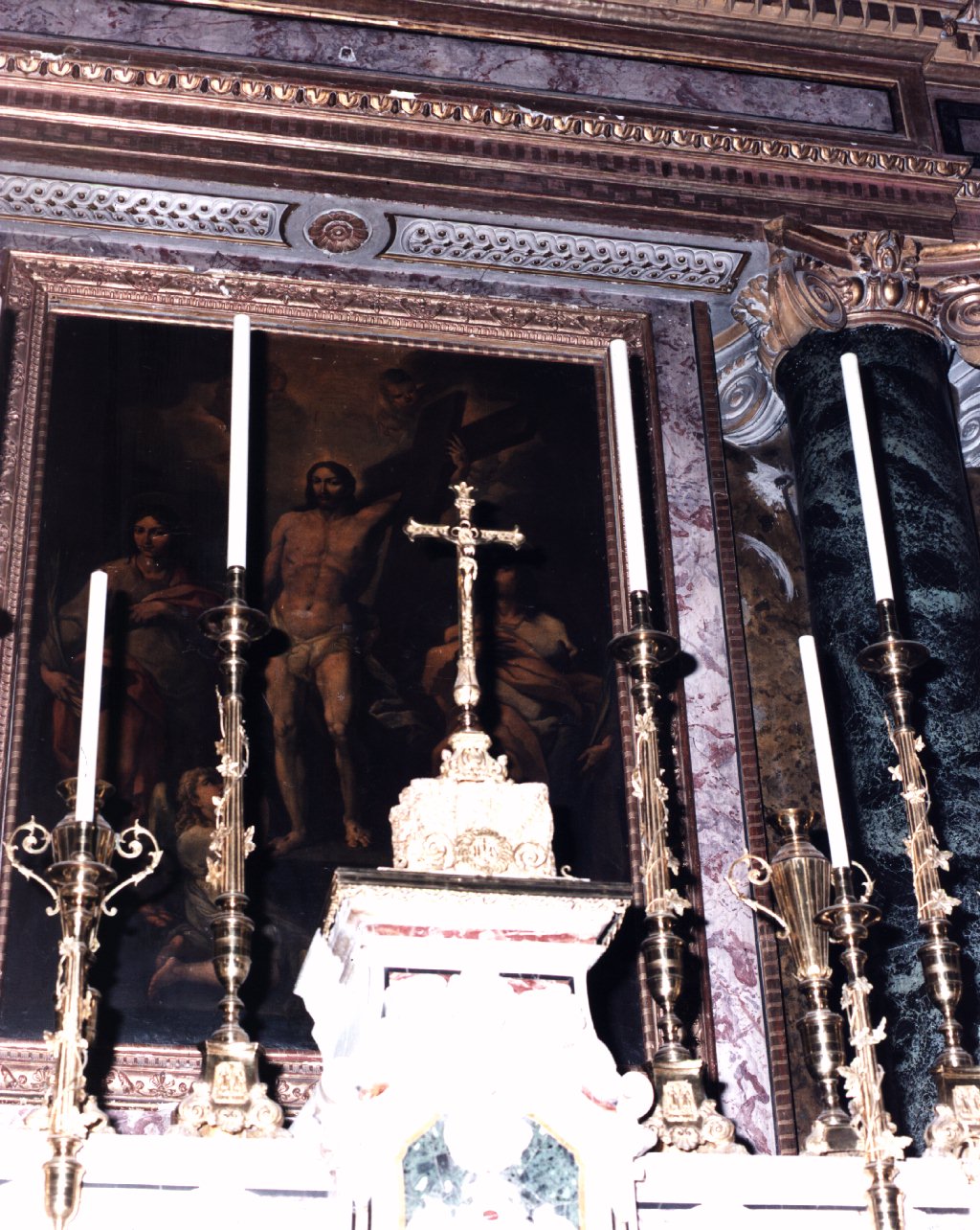Cristo con San Cosma e San Damiano (dipinto) di Farelli Giacomo (sec. XVII)