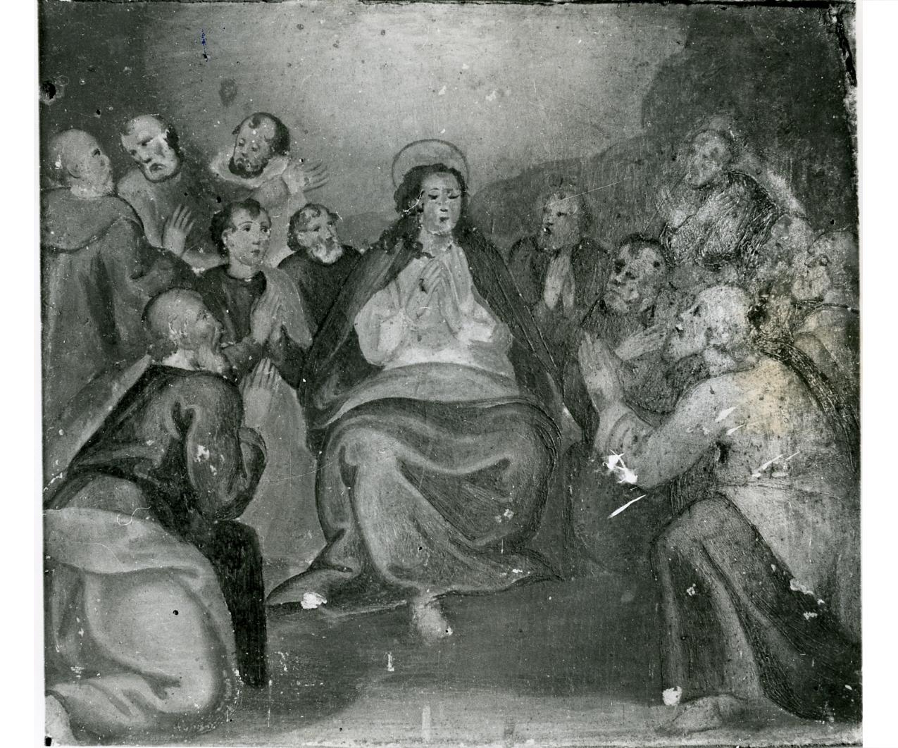 Pentecoste (scomparto di polittico, elemento d'insieme) di D'Errico Teodoro (scuola) (fine sec. XVI)